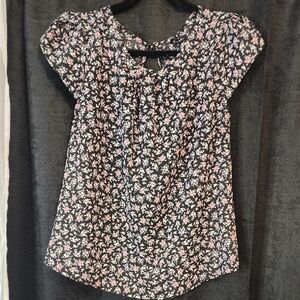 Floral Black and Pink Women's Top
